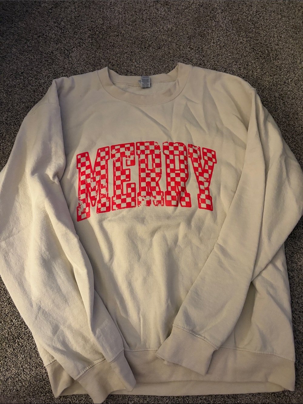 Unbranded Cream Sweatshirt with Red 'MERRY' Graphic